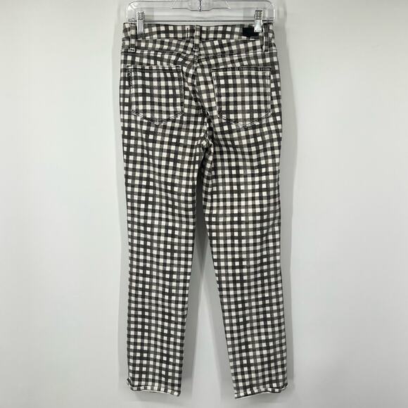 Paige Hoxton Straight Ankle Jeans Split Hem City Gingham - Picture 6 of 9